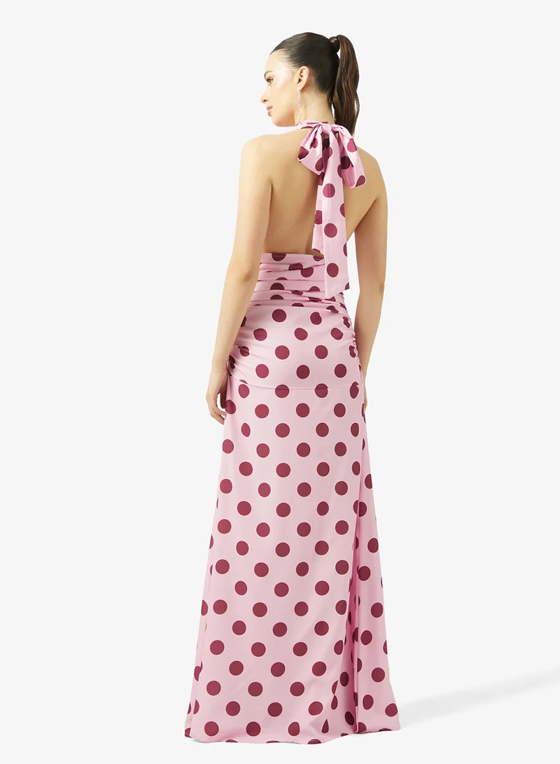 Ginger Halter Neck Polka Dot Dress